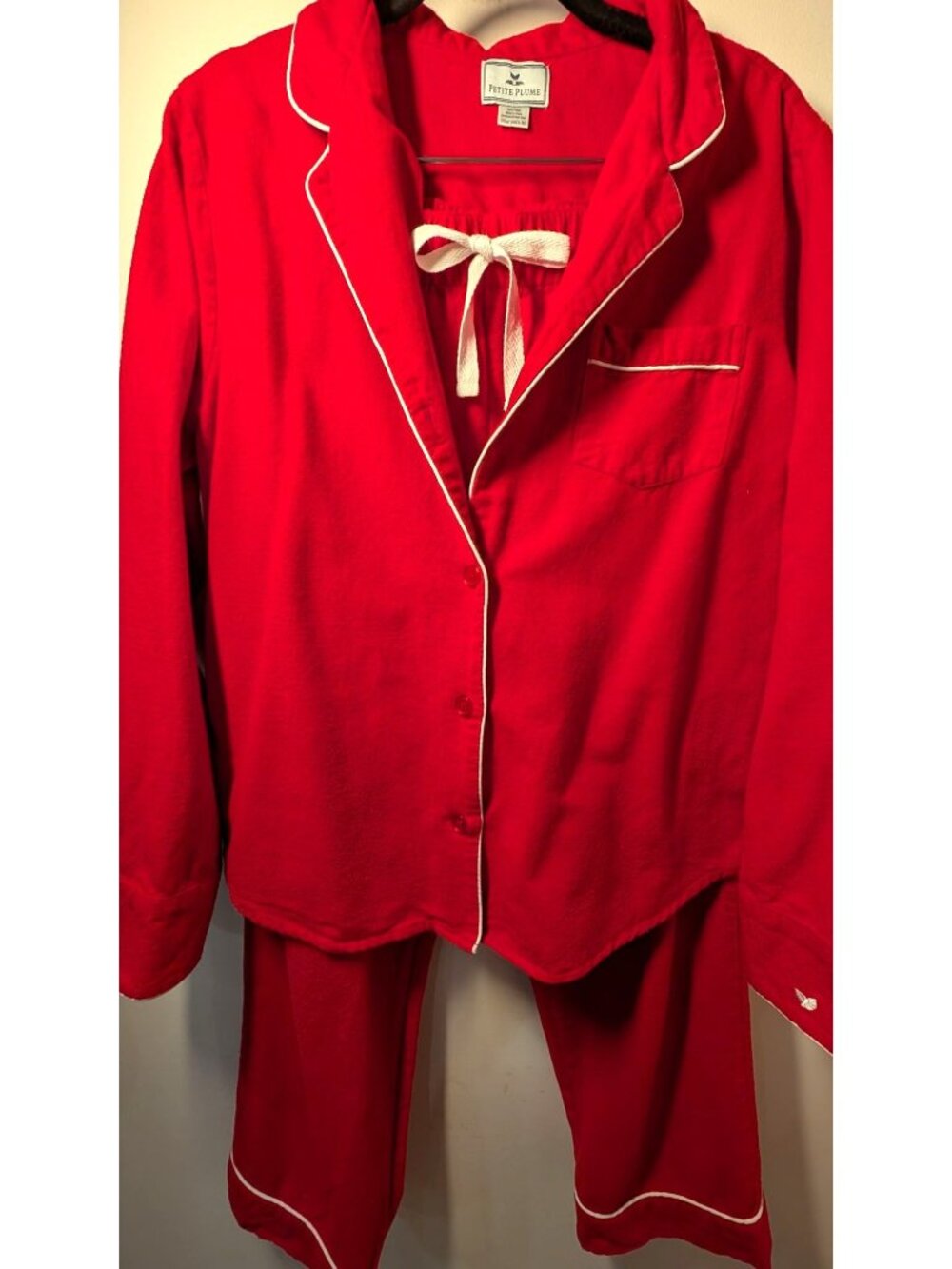 Petite Plume Red Cotton Flannel Pajama Set, Women Size Medium - Picture 2 of 16